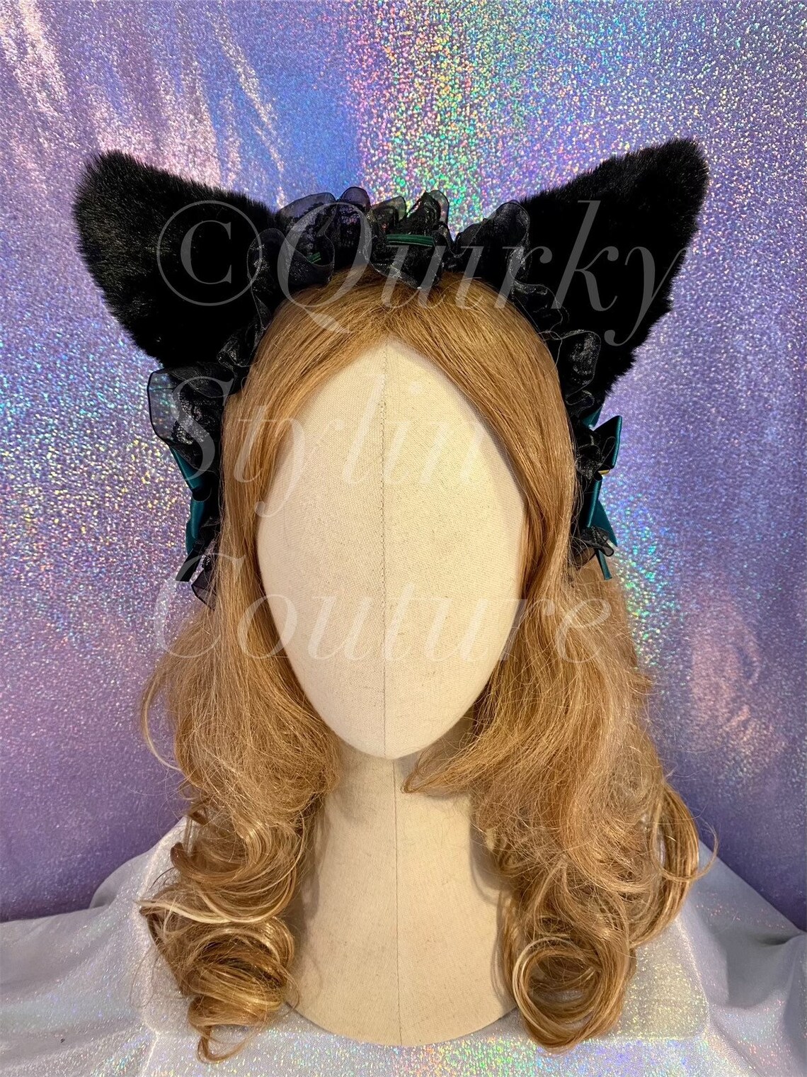 Black & green Cat ears maid headband kitten cute gothic Etsy