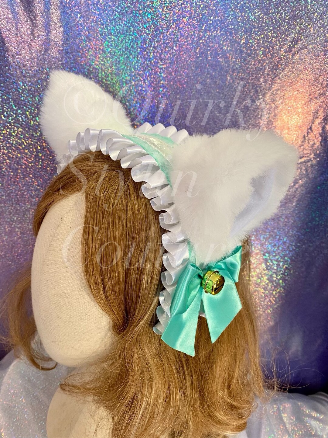 Mint Aqua Cat Ears Maid Headband Pastel Cute Kawaii Cosplay Kitty