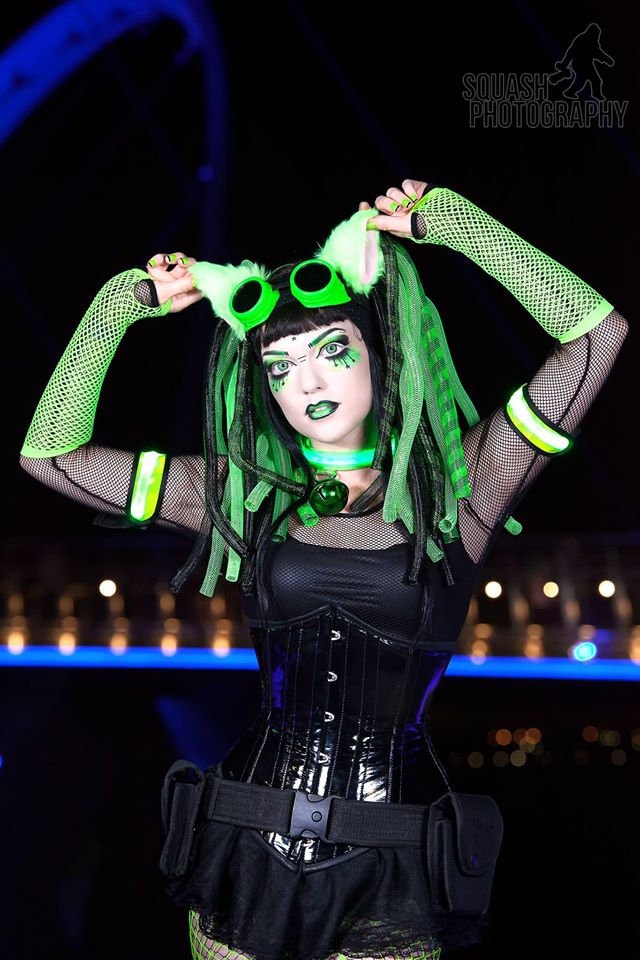 Grün Schwarz tiefer Wald Cyberlox Haarteil Gothic Rave Cyber Punk ...