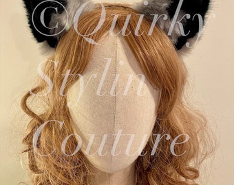 Orejas Zorro Disfraz Diadema De Pelo Largo Con Orejas De Zorro Y Gato, Disfraz De Fiesta De Cosplay De Anime Negro Puro Feliz Sencillez Disfraz De Zorro Niño