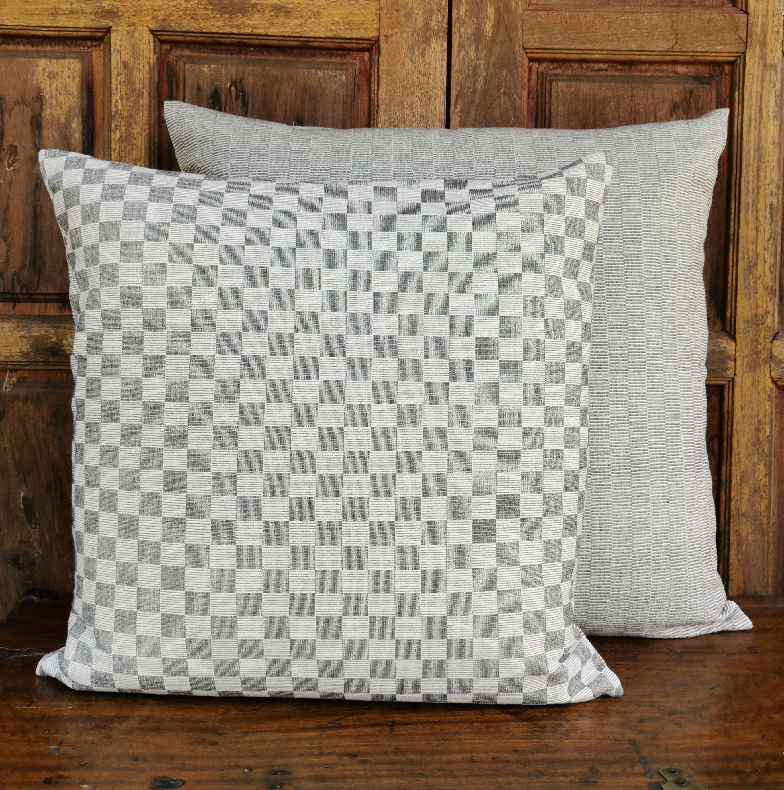 Decorative Cushion Cover Cotton check WhiteM Etsy