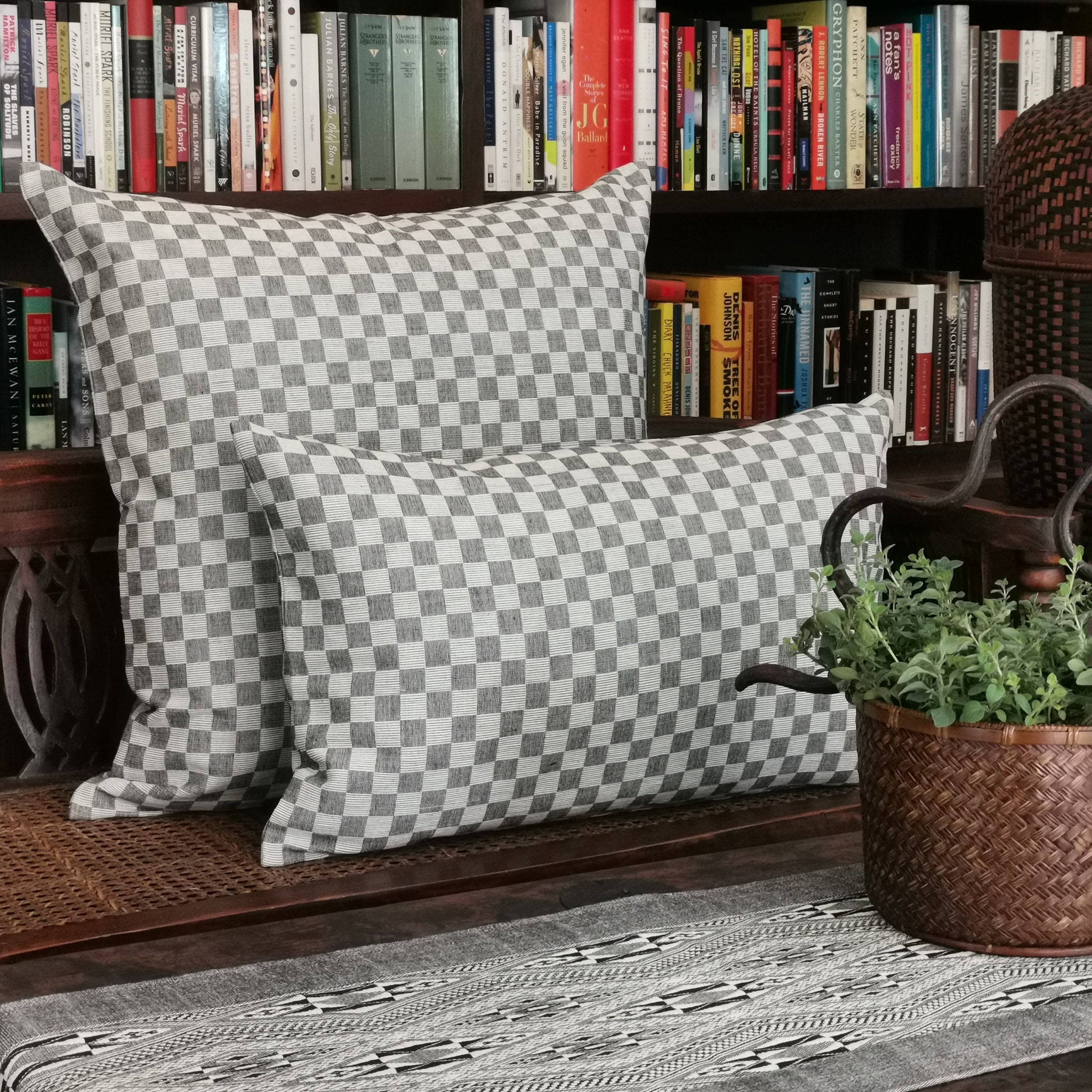Decorative Cushion Cover Cotton check Etsy