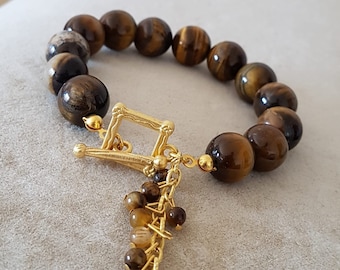 Gift for Mom Tiger's Eye Gemstone Bracelet for Mother Gift for Her Gift for Mother Tiger's Eye Bead Bracelet for Summer Gift under 30 dollar