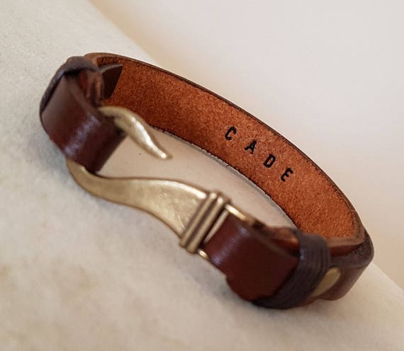Valentines Day Gift for Man Leather Bracelet Gift for Him Personalized Gift  Mens Jewelry Hook Bracelet Gift for Boyfriend Gift Bible Verse 