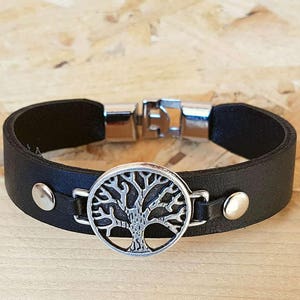 Gift for Christmas for christmas leather Bracelet Unisex Leather Bracelet Tree Bracelet Birthday Gift for Mother Woman Acessories image 1