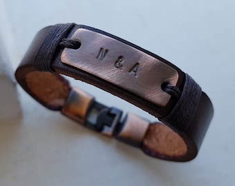 Customized Gift for Mens Leather Bracelet Etsy Gift for Man Personalized Gift for boyfriend Leather Engraved bracelet Initial Bracelet