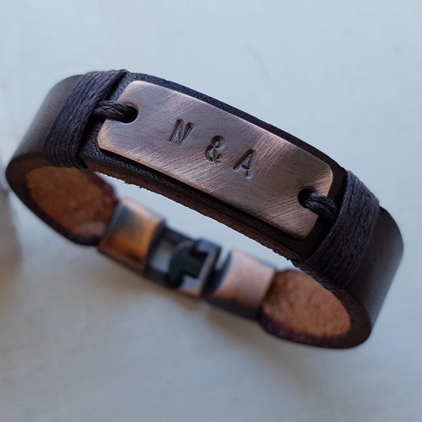 Customized Gift for Man Leather Bracelet Christmas Gift for Mens Personalized Gift for him Leather Engraved bracelet Initial Bracelet
