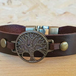 Gift for Christmas for christmas leather Bracelet Unisex Leather Bracelet Tree Bracelet Birthday Gift for Mother Woman Acessories image 4