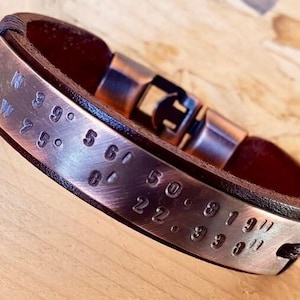 Christmas Gift for man Personalized Gift Bracelet for men latitude longitude gift Leather Men Bracelet Men Anniversary Gift for Husband