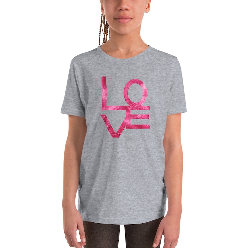 Kids Abstract Love T-Shirt Chaotic Typographic Letters Child Valentine Shirt