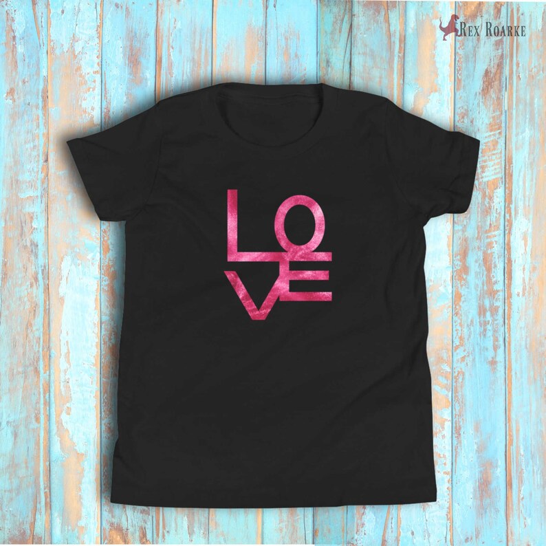 Kids Abstract Love T-Shirt Chaotic Typographic Letters Child Valentine Shirt