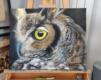 Owl in the night - Oil on Canvas