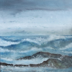 Rocky Sea Coast - Oil on Canvas 30cm x 30cm