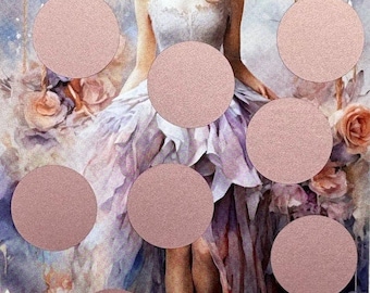 May include: A birthday card with a pink and purple floral design featuring a woman in a white dress with a butterfly on her head. The card has eight pink circles with a glittery finish. The text "Spare Pro Kerze 5€ 60€" is printed on the bottom of the card.