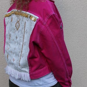 Pink boho denim jacket image 1