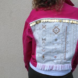 Pink boho denim jacket image 3