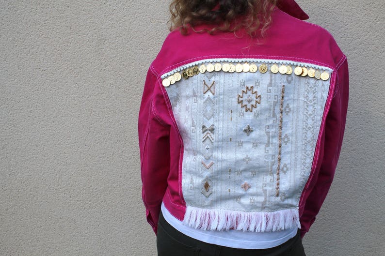 Boho rosa Jeansjacke Bild 3