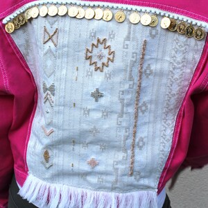 Pink boho denim jacket image 4