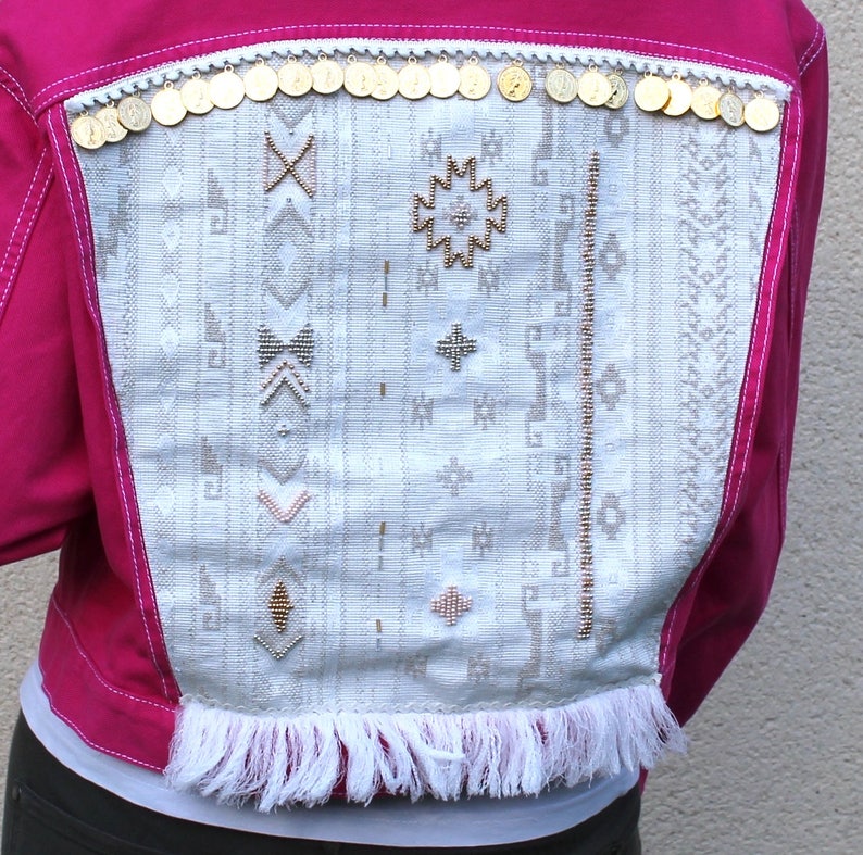 Pink boho denim jacket image 2