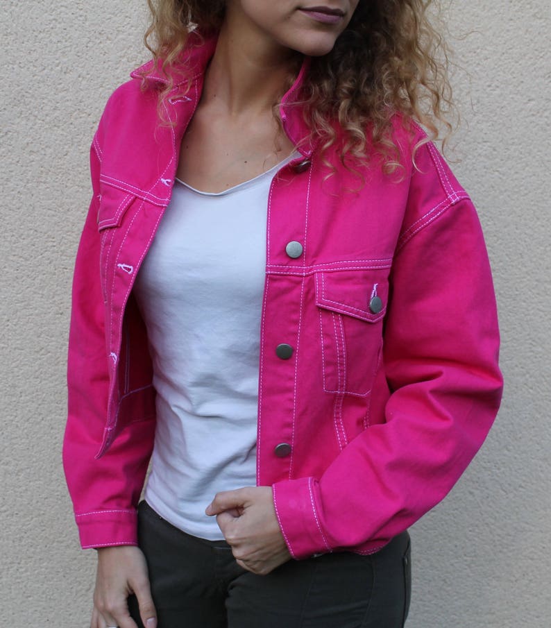 Pink boho denim jacket image 6