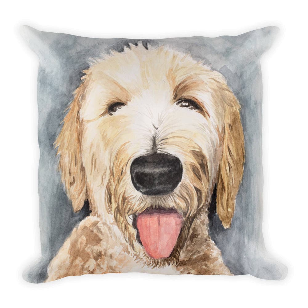 Goldendoodle Pillow Art Watercolor Square Pillow Etsy