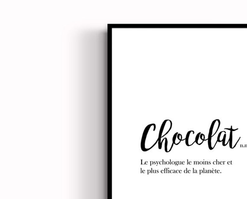 Affiche définition chocolat citation 1 acheté 1 gratuit A3 Etsy