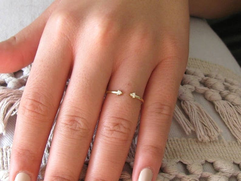 Diamond Engagement Ring Double Diamond Ring Anniversary Ring Two Diamond Ring Open Diamond Ring Dual Diamond Ring Dainty Diamond Ring
