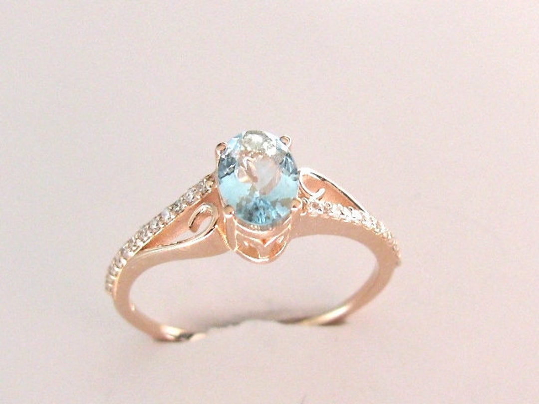Aquamarine Engagement Ring Diamond Wedding Ring Diamond and - Etsy