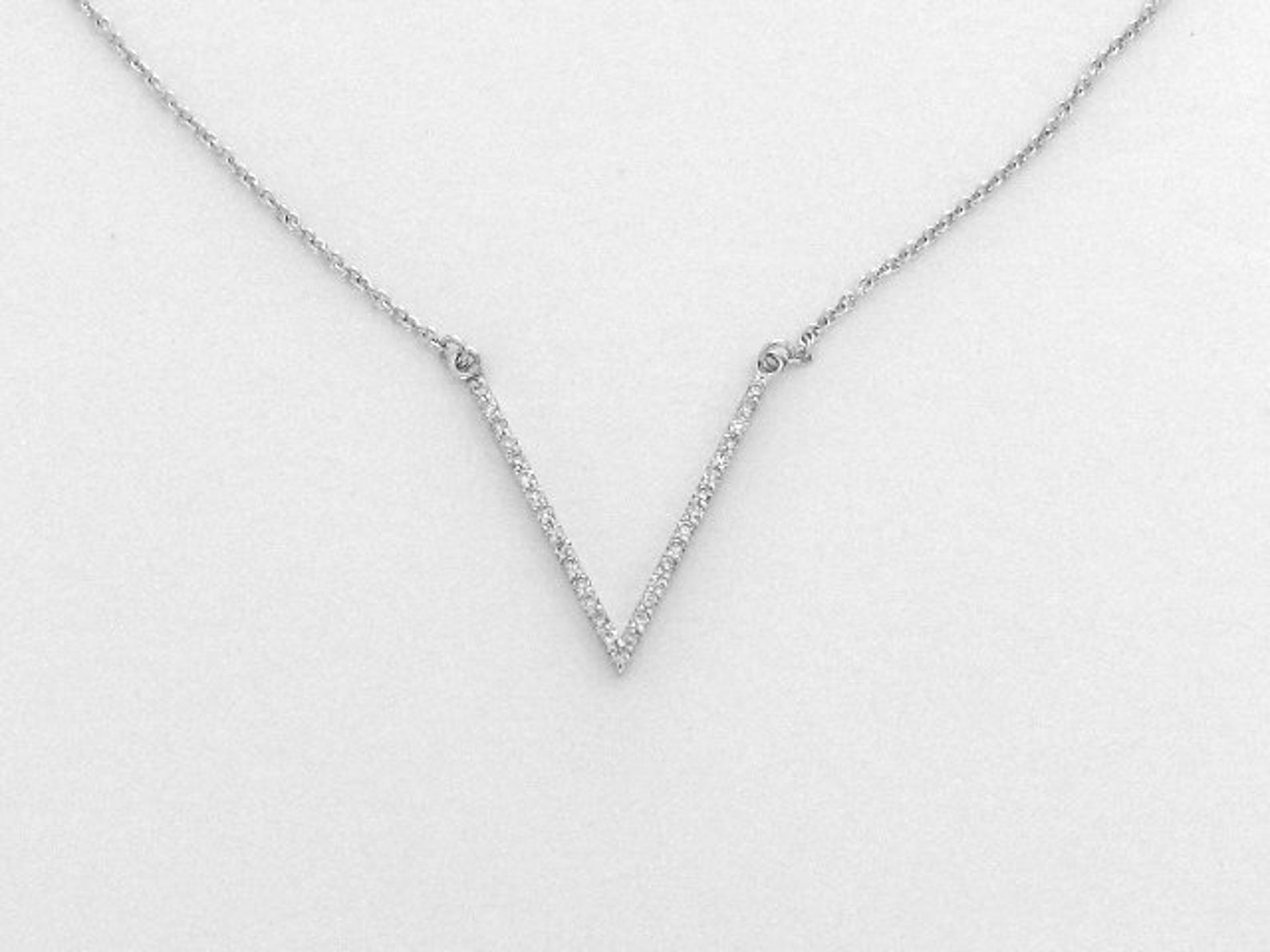 Diamond Necklace V Pendant 14k Gold Necklace Chevron Etsy