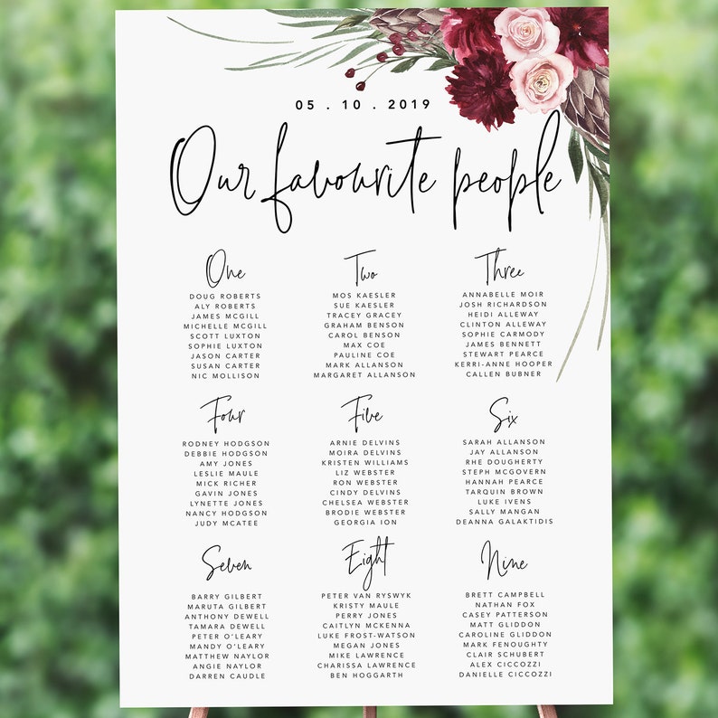 Wedding Seating Chart Floral Printable Wedding Seating Plan Welcome Sign Template Table Seating Chart Wedding Signage Dreamers Suite Banners Signs Paper Party Supplies Commentfer Fr