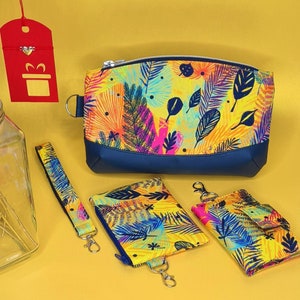Vegan leather, blue and coloured clutch, Birthday gift, Autumn set, Clutch, card holder, mini makeup bag, Gift for Mom, Gift for bluelovers