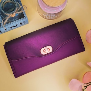 Mulberry long wallet, XXL wallet for women, Clutch wallet for women, Mulberry rosegold wallet, Birthday gift for her