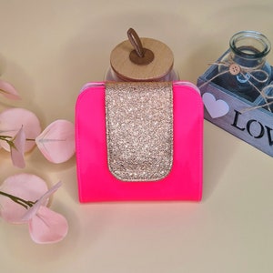 Small wallet, Elegant wallet for women, Wallet for women, Metal pink and shiny rosegold wallet, Classic chic wallet, Gift for her