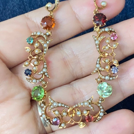 Unique antique harlequin (tuttifrutti) necklace