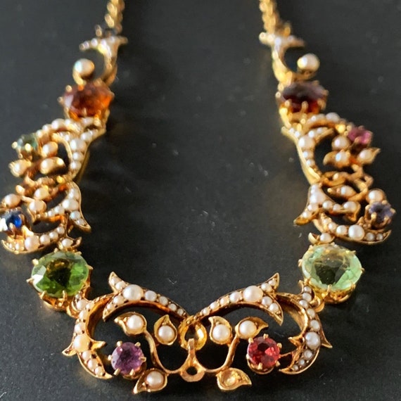 Unique antique harlequin (tuttifrutti) necklace