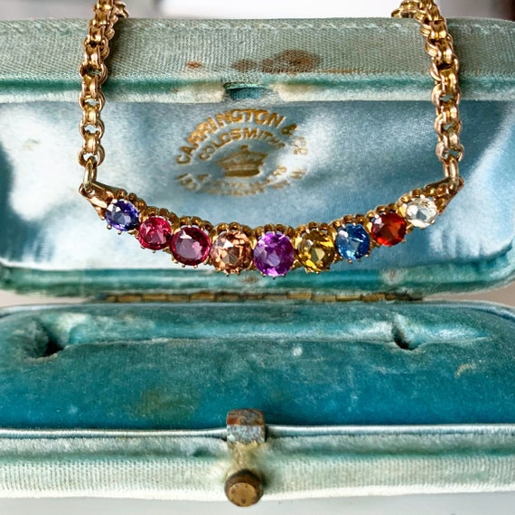 Unique antique harlequin crescent necklace