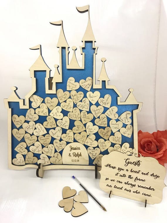Fairy Castle 52 Cinderella Metallic Blue Wedding drop box alternative guest book 