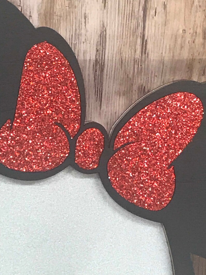 Minnie Mickey Mickey red bow hearts Disney inspired wedding guest book drop box guests