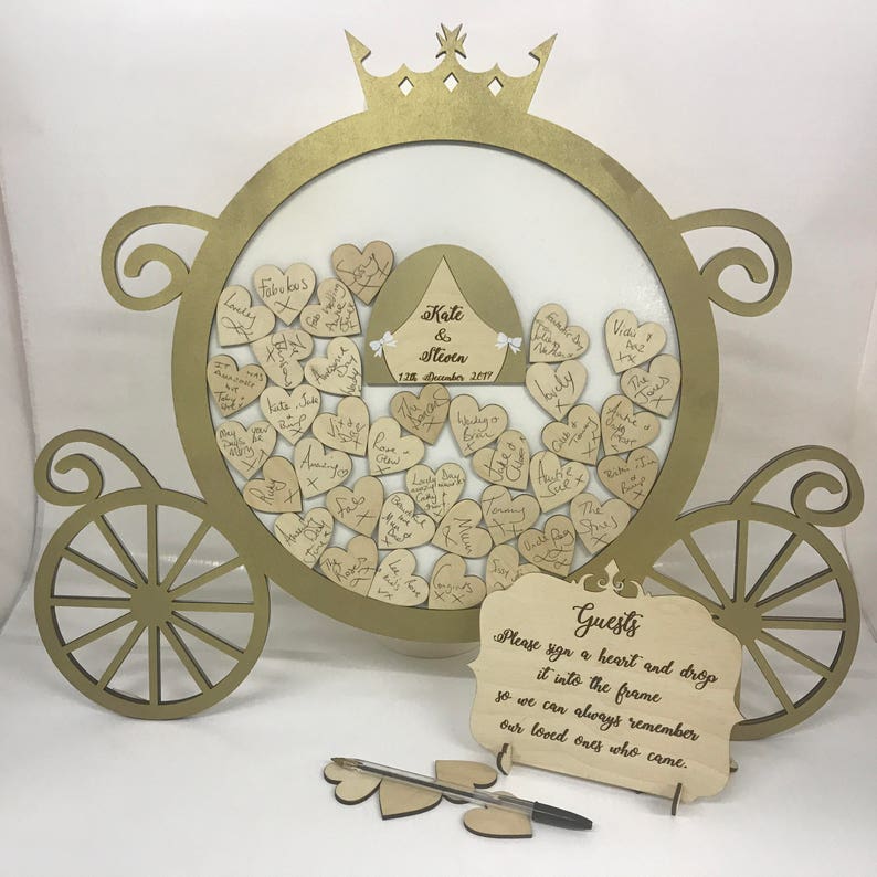 Disney Princess Cinderella Pumpkin Carriage White Gold Wedding
