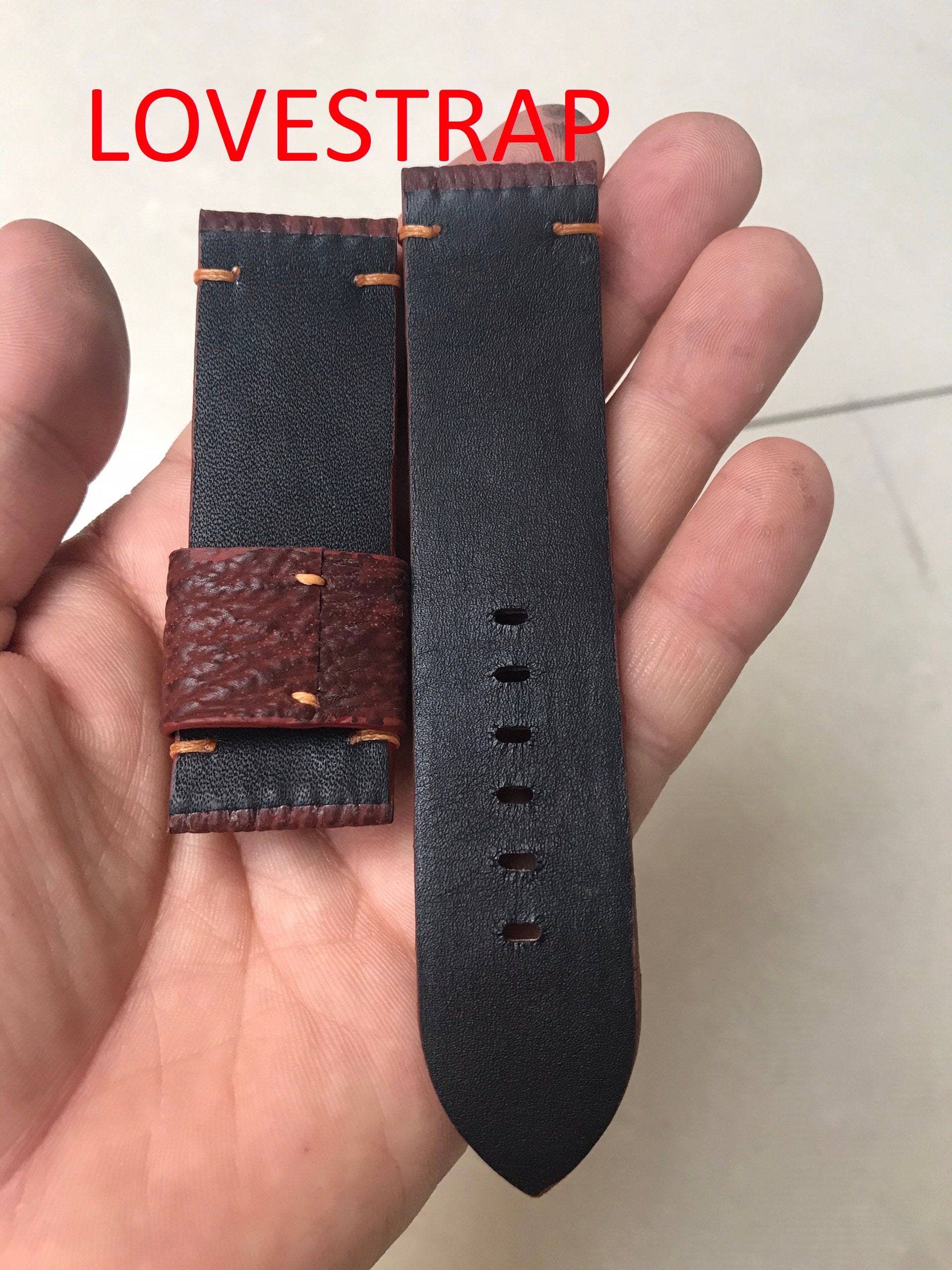 24mm/24mm BROWN Genuine SHARK Leather Skin Watch Strap Band Etsy