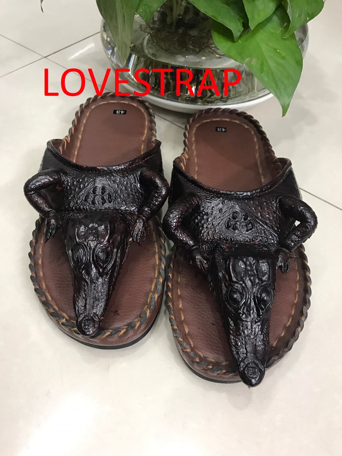 BROWN Luxury Men's Sandals Genuine Alligator Skin 100 Etsy