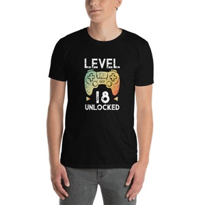 18th Birthday Gamer Shirt Level 18 Unlocked Gaming Tee Gift