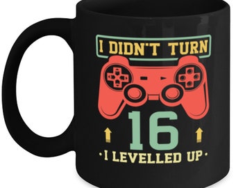 16th Birthday Boy Gamer Mug I Didn't Turn 16 I Levelled Up