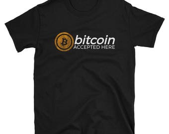 Bitcoin Accepted Here Distressed Logo Shirt Short-Sleeve Unisex T-Shirt