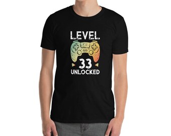 33o cumpleaños Gamer camisa nivel 33 desbloqueado juego camiseta regalo