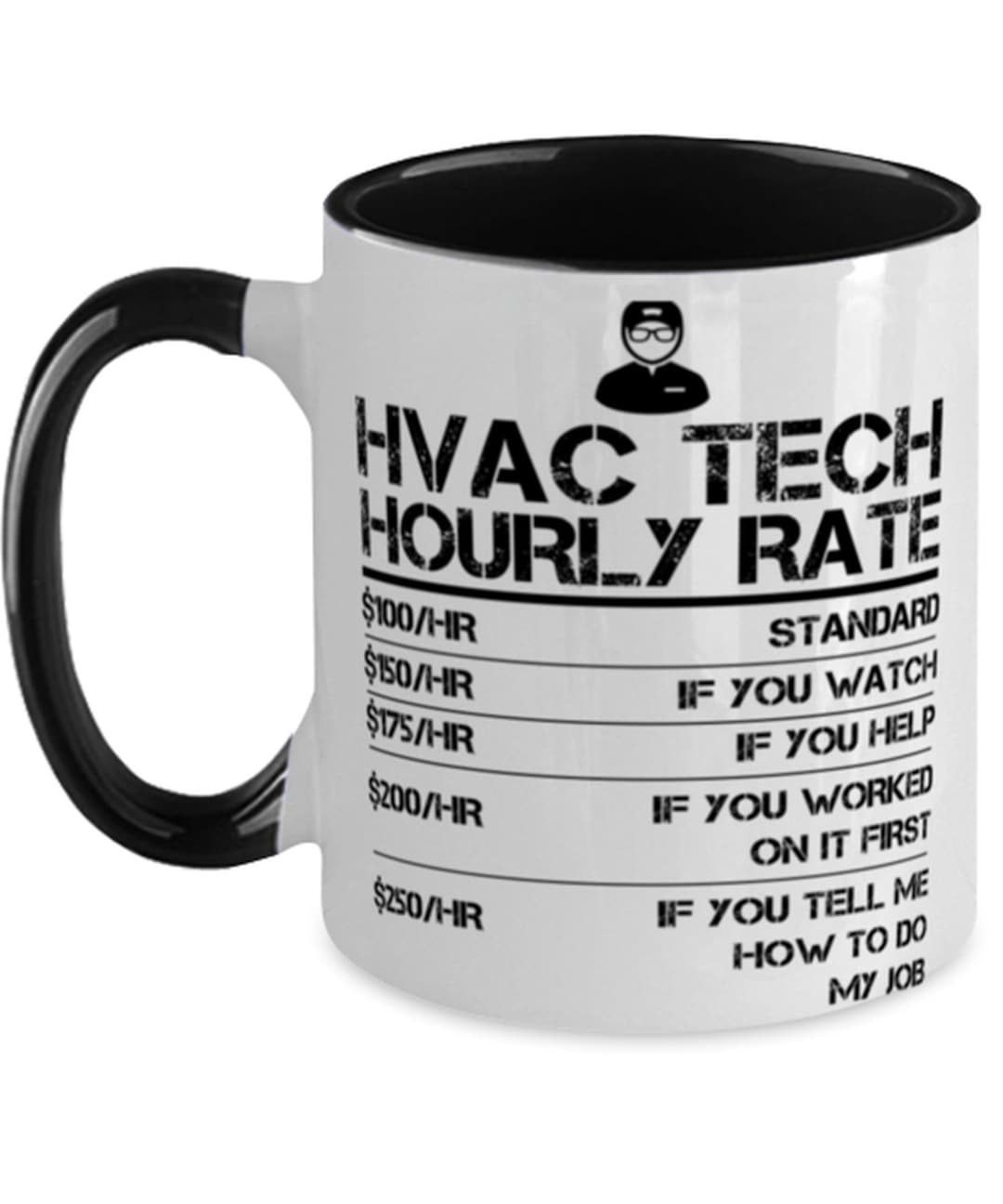Hvac Tech Hourly Rate Funny Gift Two Tone Mug for Men Labor Rates Etsy
