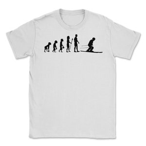 Skiing Shirt funny retro evolution of humans novelty graphic winter Sports Gifts for him