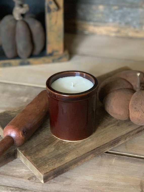 Primitive Candle Candle Crock Crock Candle Farmhouse Etsy
