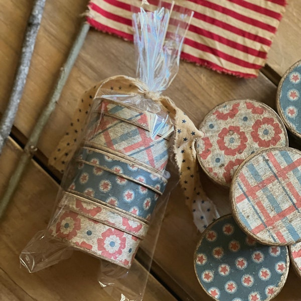 SET OF THREE Primitive Patriotic Box Bowl Fillers ~ Primitive Patriotic ~ Primitive Bowl Fillers ~ Primitive Americana ~ Primitive Colonial