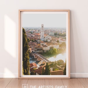 Verona Italy Areal Cityscape Old Town City Bridge River Downloadable Prints Wall Art Photography Poster Prints Travel Printable Architecture
